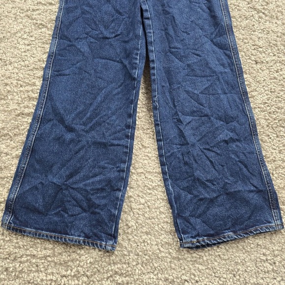 Zara‎ Jeans Women 2 Blue Wide Leg Cropped High Waisted Dark Wash Nautical Sailor - Picture 2 of 15